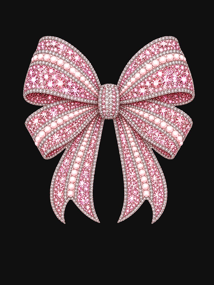 Pink Coquette Bow Rhinestone Mosaic | Blush Pink Crystal Bow | Feminine Pearl Gemstone Bow Design | Luxury Coquette Aesthetic Graphic by ColorSplash123