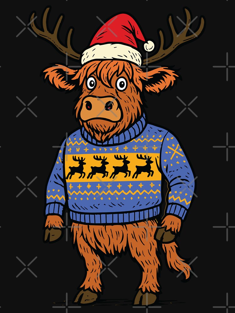 Cute Highland Christmas Cow Sticker Classic T-Shirt by BambaKchula