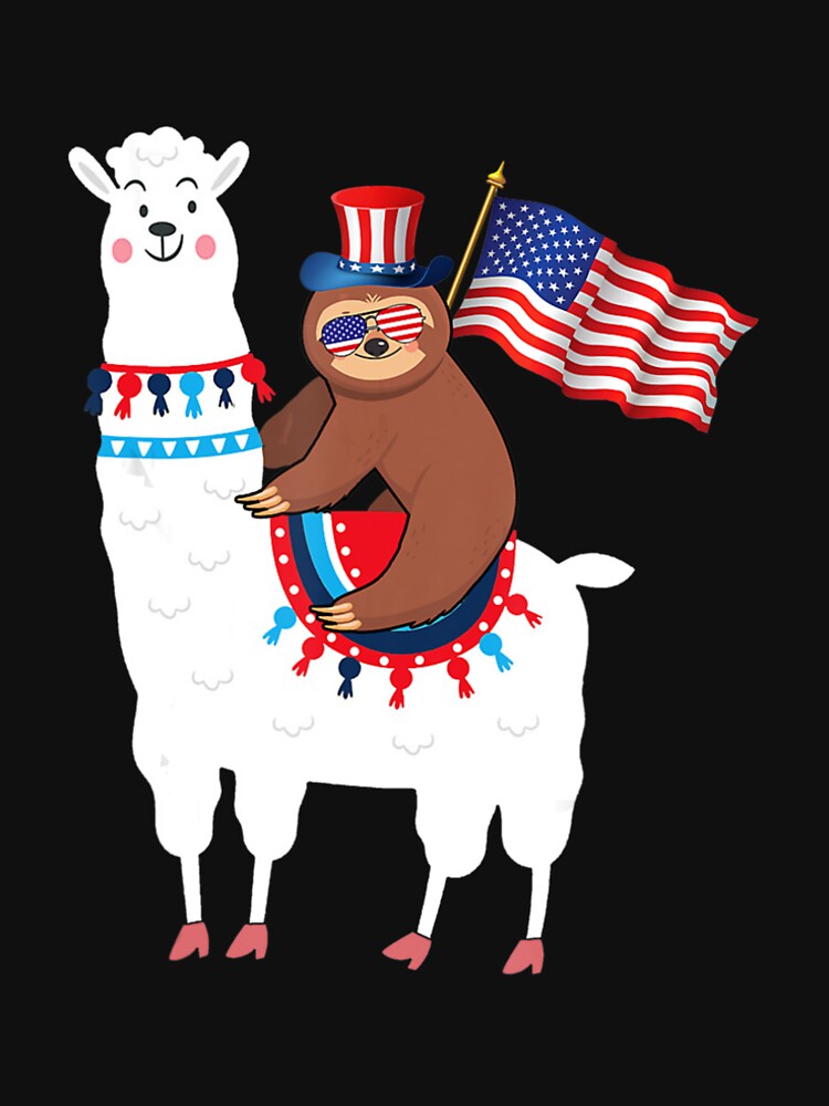 Sloth Riding Llama Funny Sloth 4th of July by MagicJohnson22