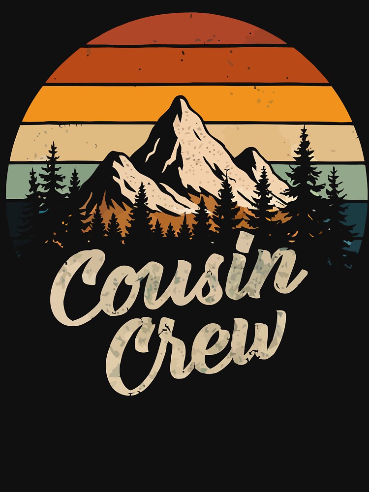 Cousin Crew Mountain Hiking - Retro Sunset Outdoor Art by BendyBeasts