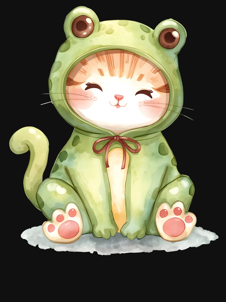 Cute little frog cat in kawaii style by uunaa