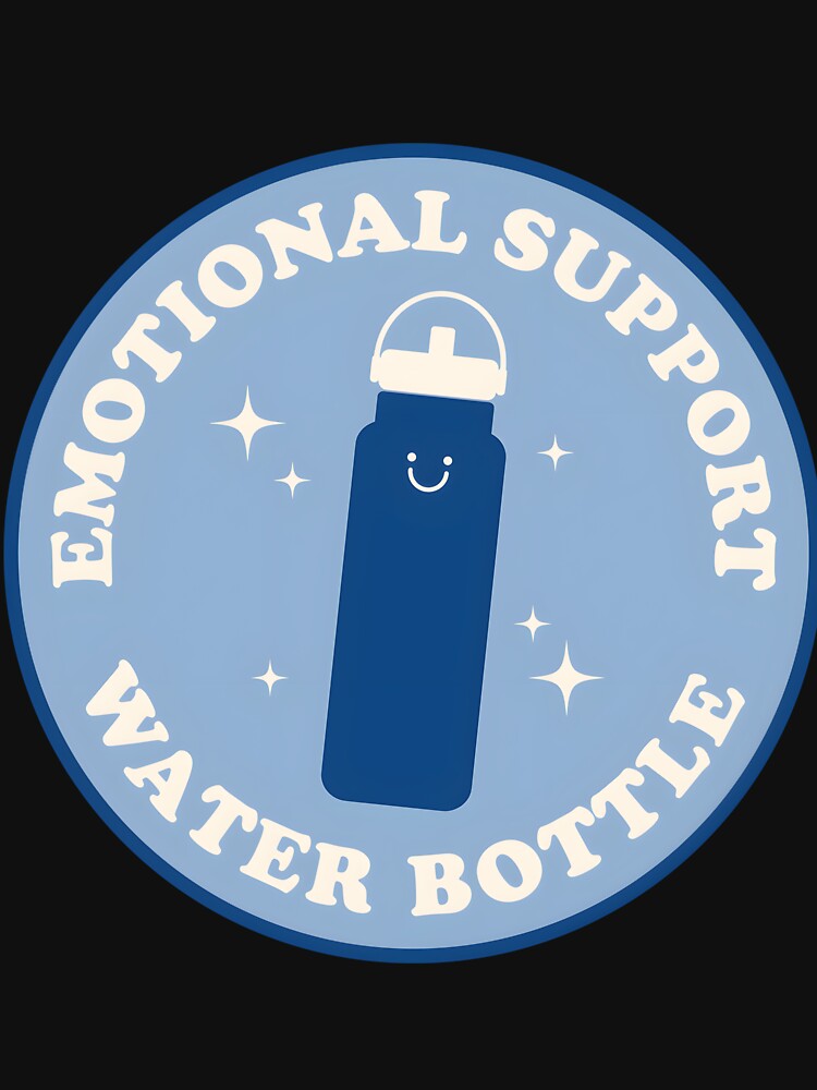 Emotional Support Water Bottle Sticker Blue by tandydowers