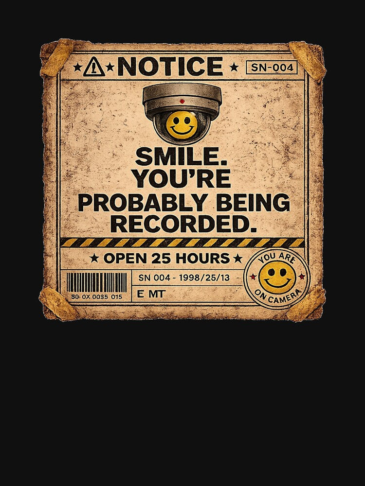 Smile. You’re Probably Being Recorded | Weirdcore Liminal Horror Sticker by Open25Hours