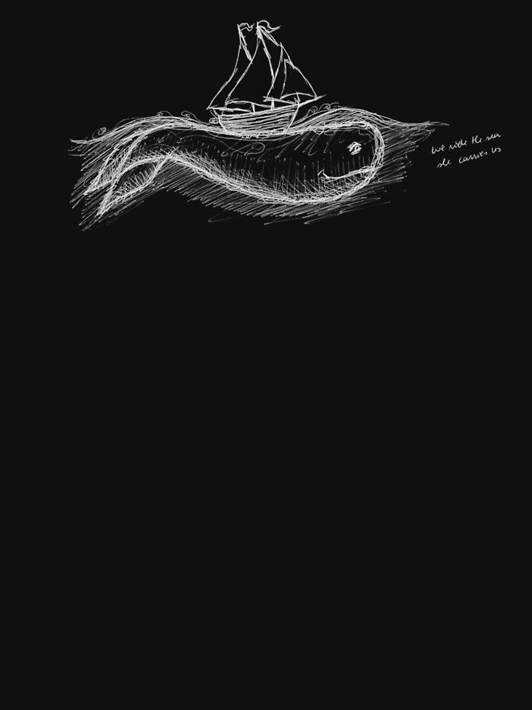 Sailing Ship on Ocean Whale's Waves Ballpoint Pen Doodle Light Version by BOKEbyTC