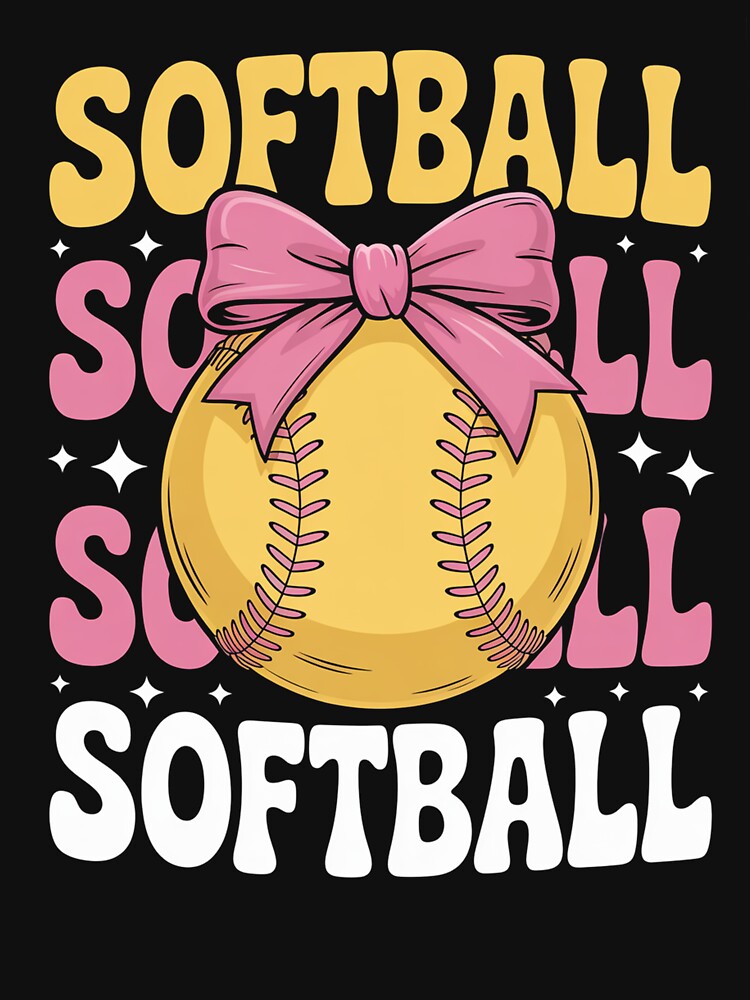 Groovy Softball Coquette Bow by StephenDDArt