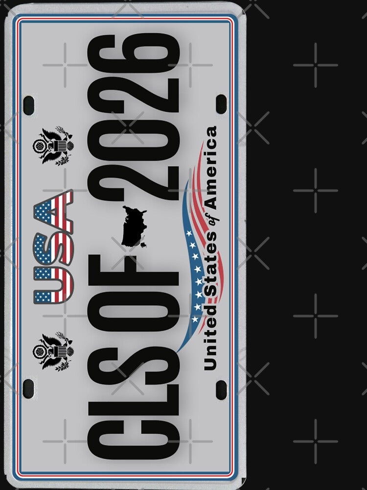 Class of 2026 Sideways – USA License Plate Style Graduation Design with American Flag by GFamilyC