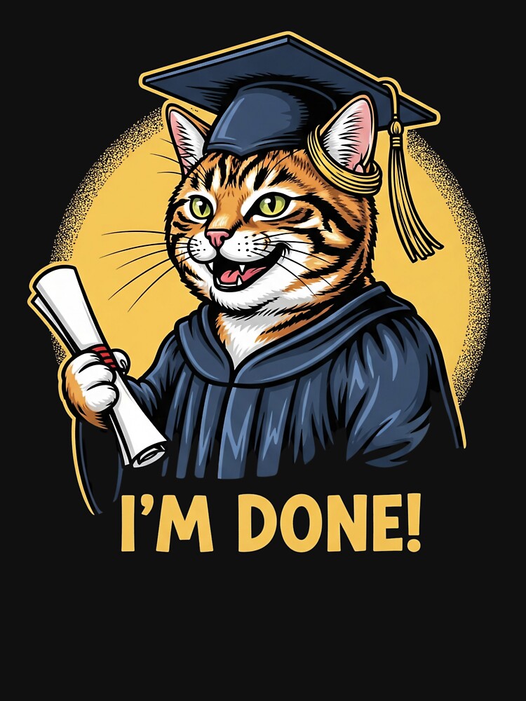 I am done cat officially graduated t-shirt by TheHappyHaul