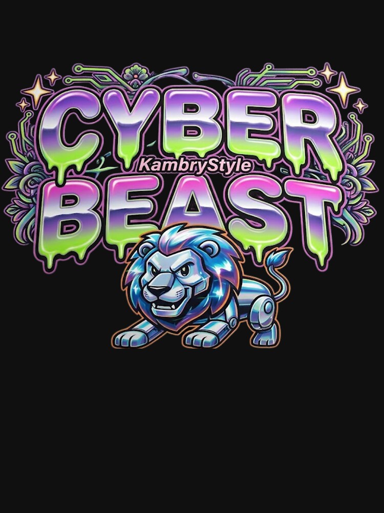 Cyber Beast Robotic Lion - Futuristic Y2K Aesthetic Streetwear by KambryStyle