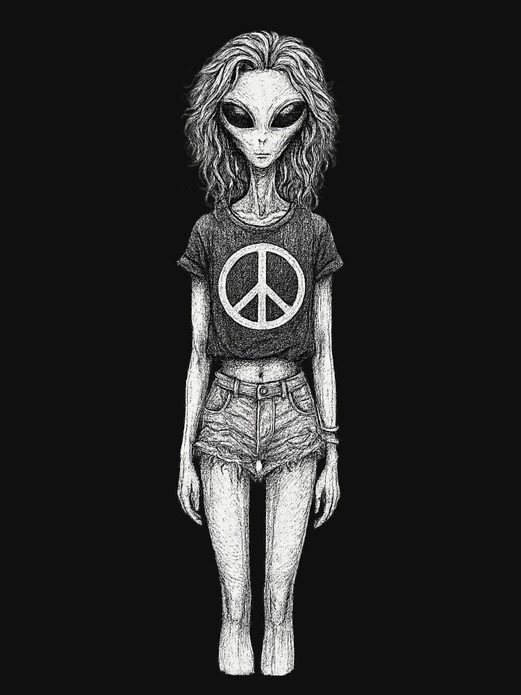 Galaxy Girl in Denim Shorts by Cats and Other Things