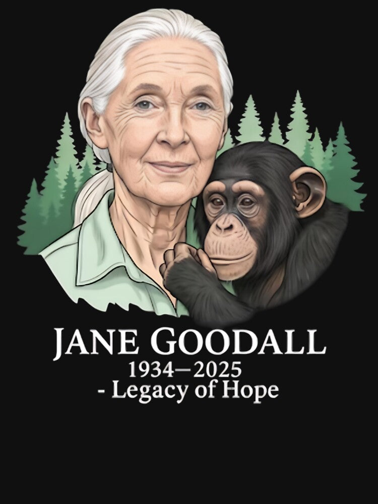 Jane Goodall Tribute with Chimpanzee in Forest Art by dianadouri