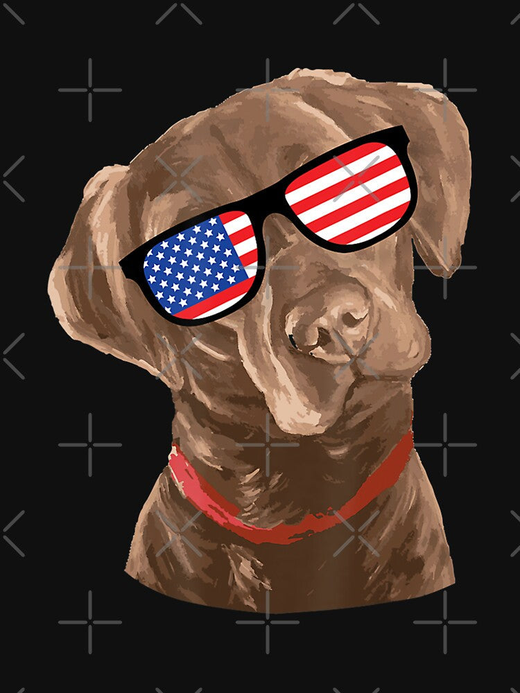 Funny Chocolate Labrador American Flag 4th of July by Nabaz83