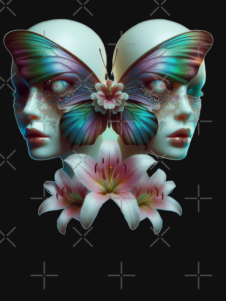 Ethereal Butterfly Faces and Floral Dream by LujziWorld