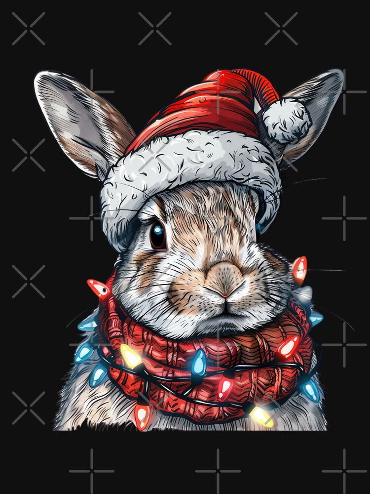 Festive Rabbit Sticker with Christmas Lights, Santa Hat, and Scarf by tjnextgen99