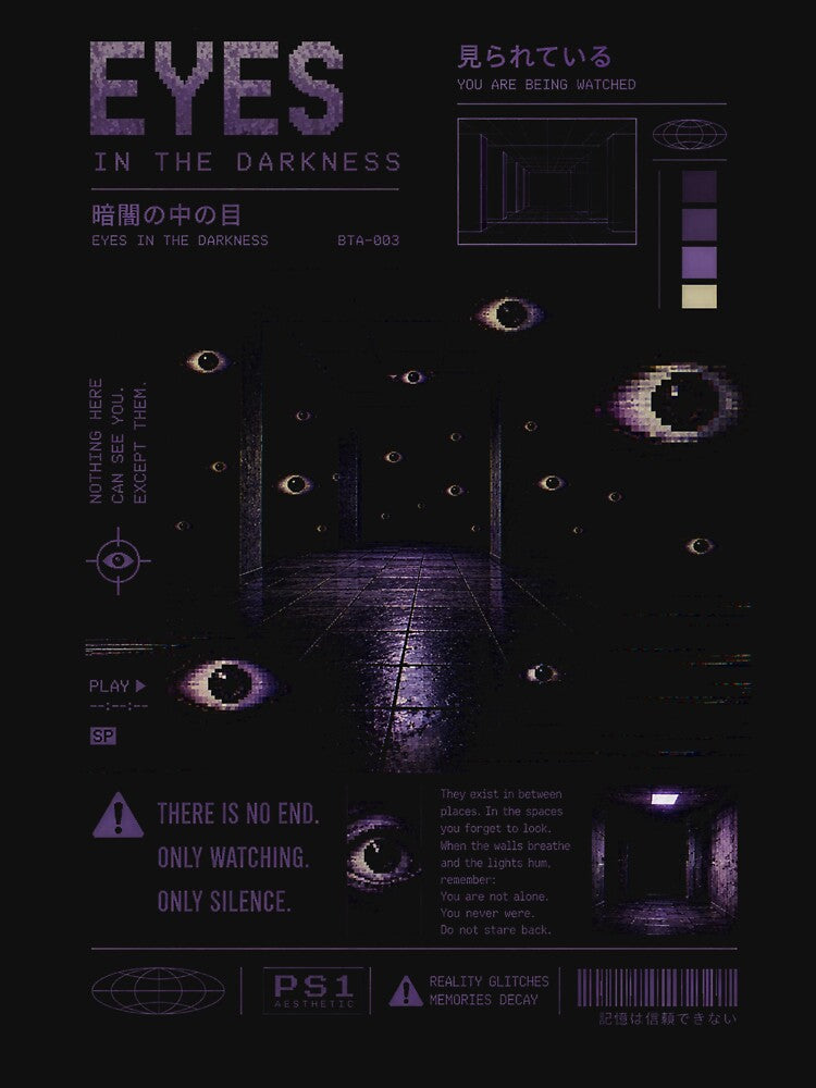 Eyes in the Darkness – PS1 Aesthetic | Weirdcore Analog Horror Wall Art by Open25Hours