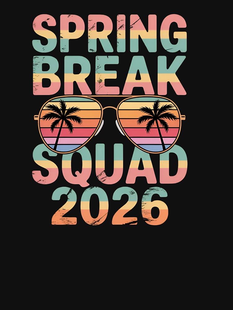 Spring Break Squad 2026, Retro Sunset Palm Trees Vacation Trip Matching Group by Zizo-DR44