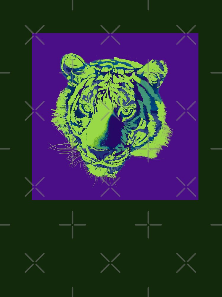 Tiger portrait (purple green) by Isabelle-T