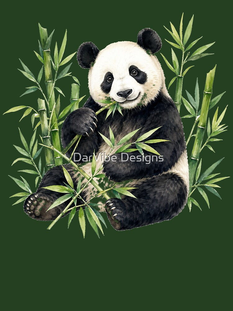 Watercolor Panda Great Among Bamboo by DarVibe Designs