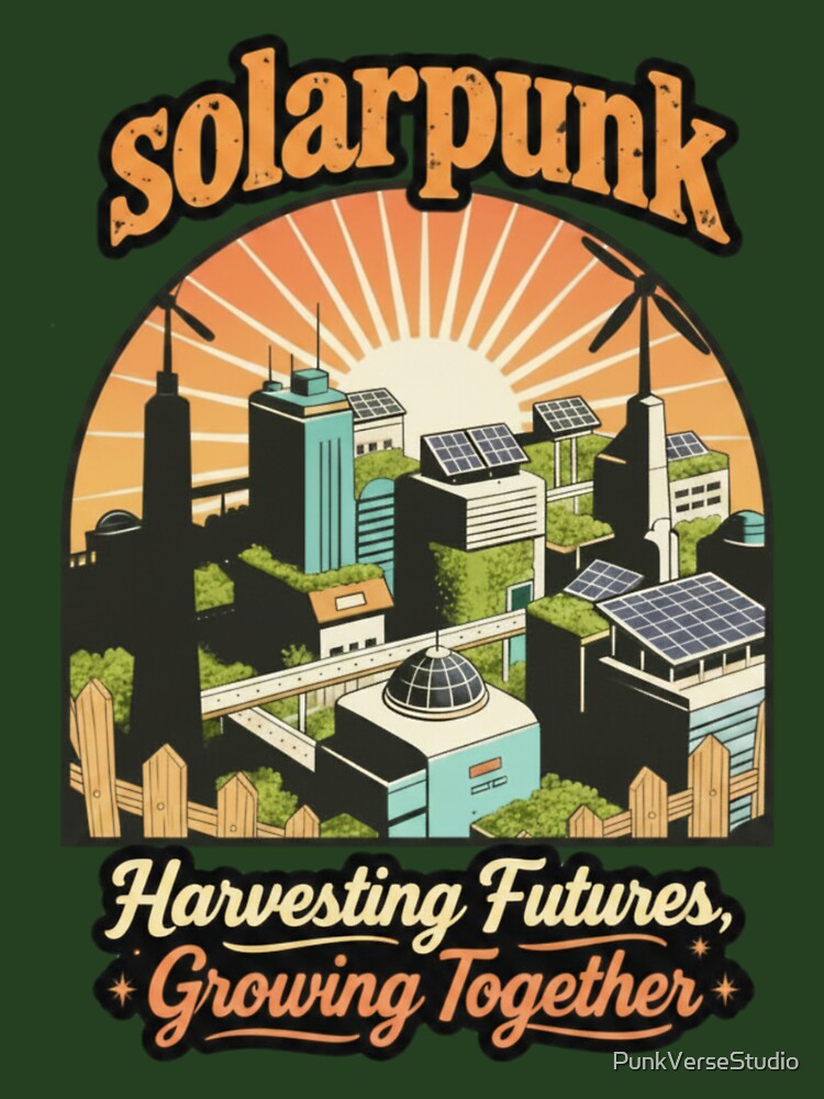 Solarpunk Cityscape - Eco Future Harvesting - Sustainable Living Art by PunkVerseStudio