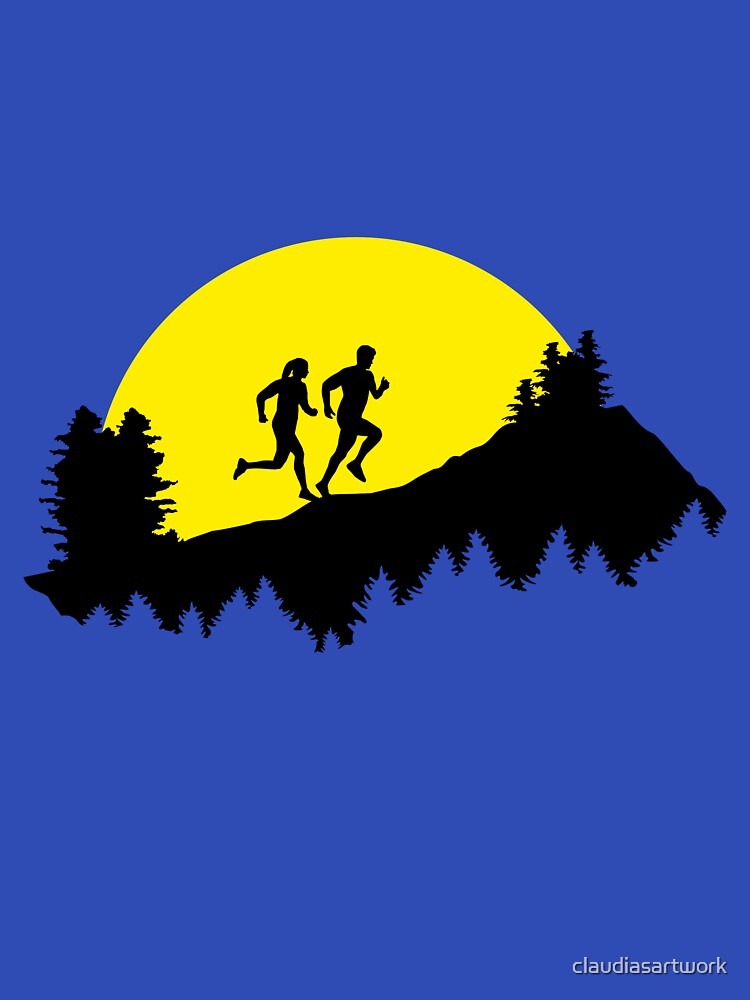 Trail running, running, runners, couple by claudiasartwork