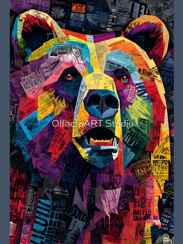 Protect the Wild Bear - Dynamic Face Composition with Energetic Shapes and Patterns by OlfactoART Studio