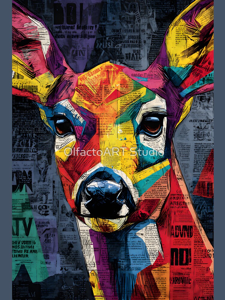 Protect the Wild Deer - Dynamic Face Composition with Colorful Patterns and Typography by OlfactoART Studio