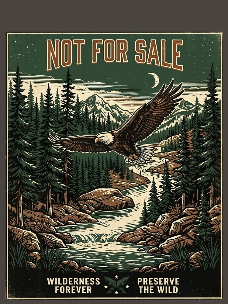 Bald Eagle Art — Wilderness Is Not For Sale — Conservation Print by MālamaThreads