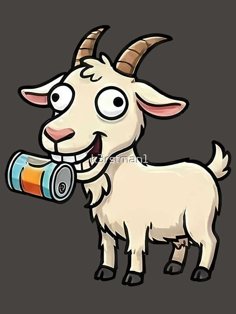 Goofy Cartoon Goat Drinking Soda Can by k3rstman1