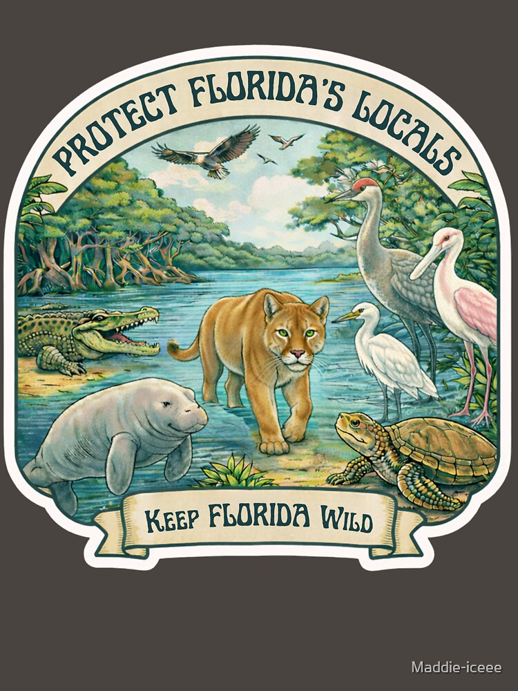 Protect Florida’s Locals – Vintage Inspired Wildlife Conservation Illustration by Maddie-iceee