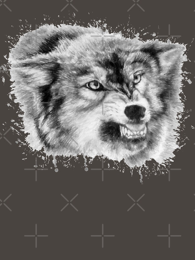 The roar of the wolf, wolf roar watercolor by DelzStudio
