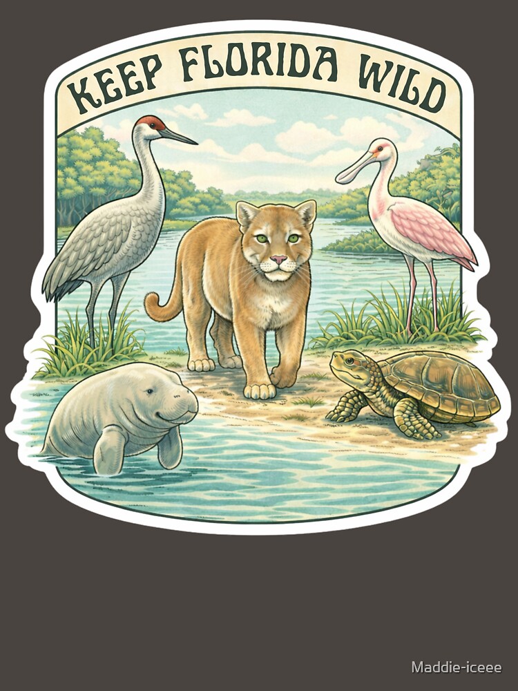 Keep Florida Wild – Vintage Inspired Florida Wildlife Illustration by Maddie-iceee