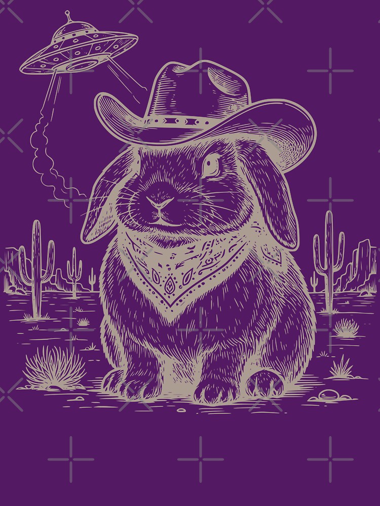 Vintage Retro Rabbit UFO Western Country Bunny Wild West Unisex by Colorfulman