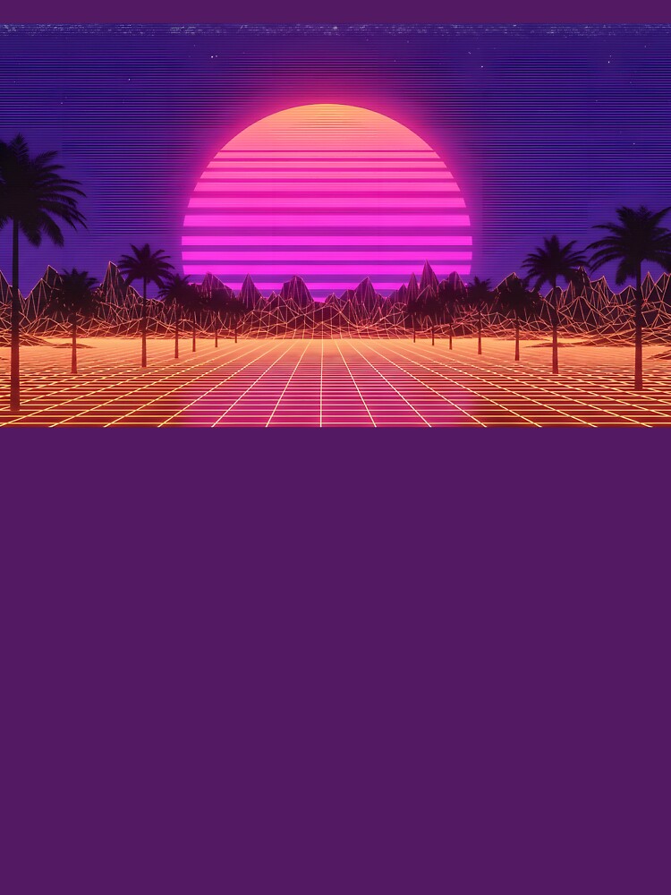 Retro Synthwave Sunset Drive with Palm Trees by powersunlight