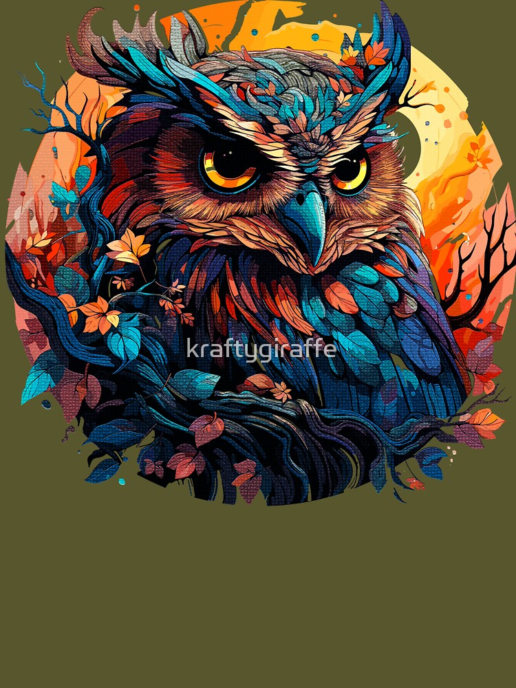 Vibrant Colorful Owl Graphic by kraftygiraffe