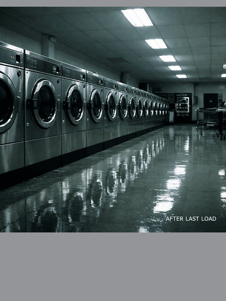 AFTER LAST LOAD — Liminal Laundromat Night Graphic Tee by POD DYNASTY | Original Print On Demand T-Shirt Graphics