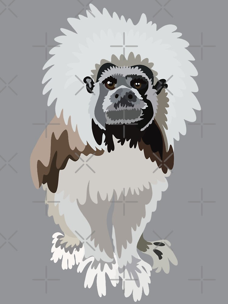 C is for Cottontop Tamarin,Cottontop Tamarin Artwork – Adorable Primate Illustration and Wildlife Design by PrettylittlepastelUk