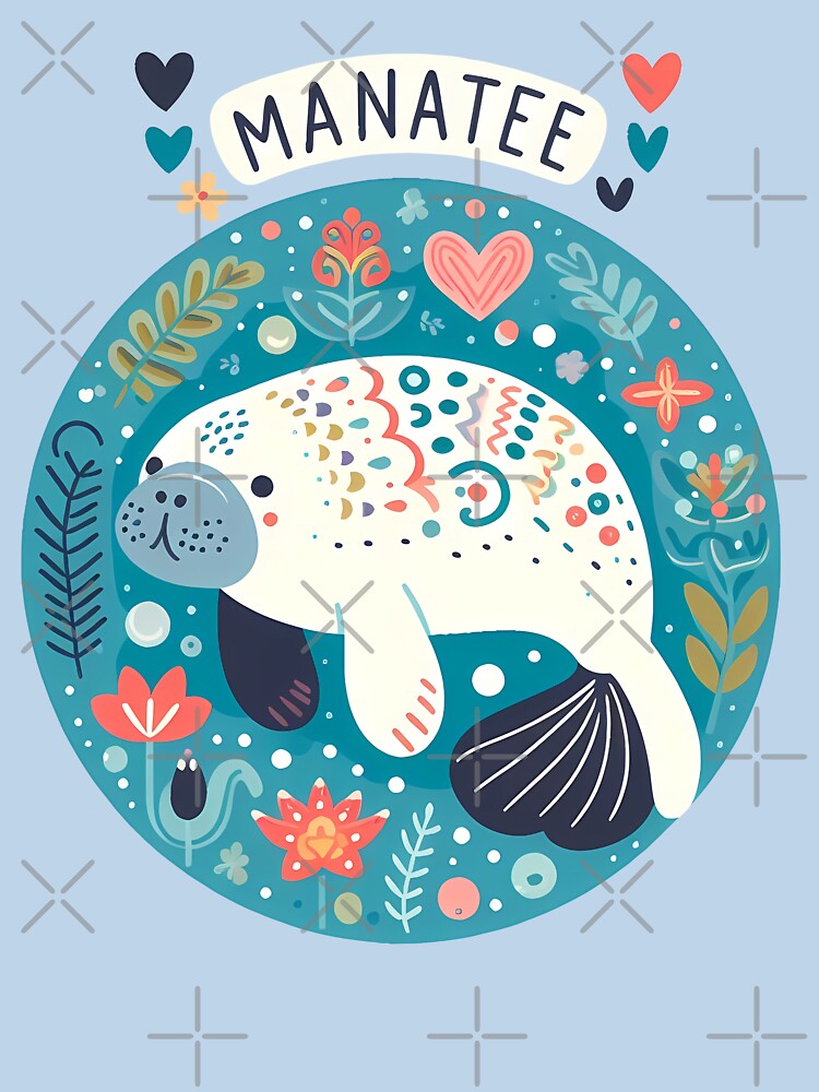Manatee - Hope for Wildlife Scandinavian Folk Art by heidiannemorris © by FOLK ART FUSION
