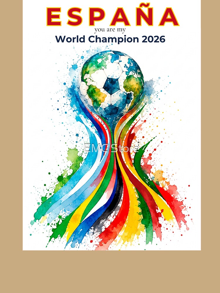 Spain 2026 World Cup Champion Watercolor Football Art by EMC Store