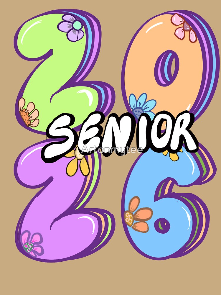 Senior 2026 Graduation Pastel Bubble Letters Wildflower Aesthetic by Artonmytee