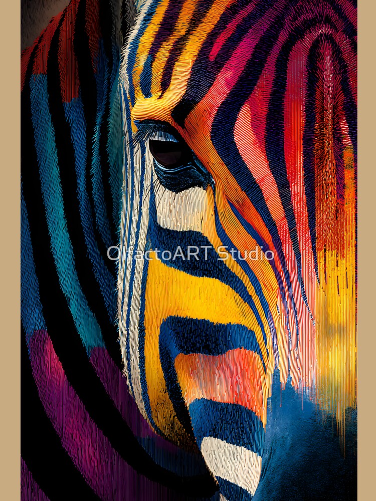Protect the Zebra Spirit - Dynamic Close-Up with Colorful Patterns and Energy by OlfactoART Studio