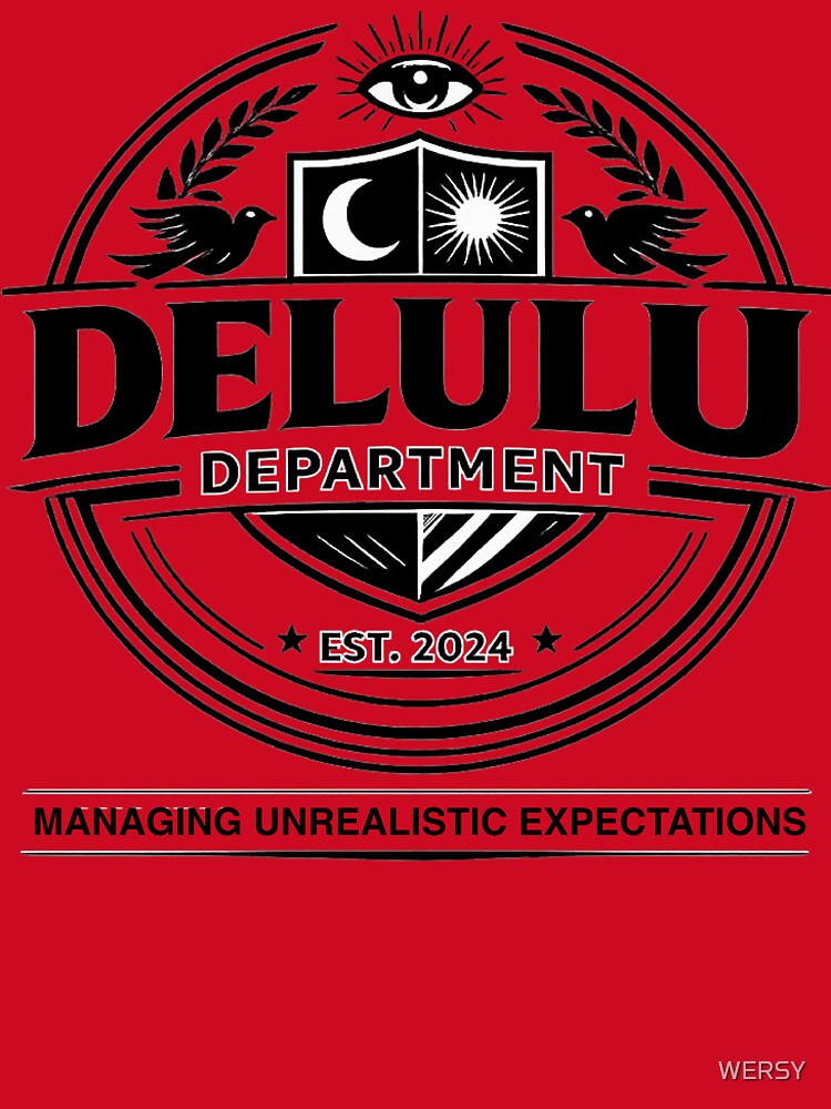 Delulu Department Varsity Crest Funny Meme Aesthetic by WERSY