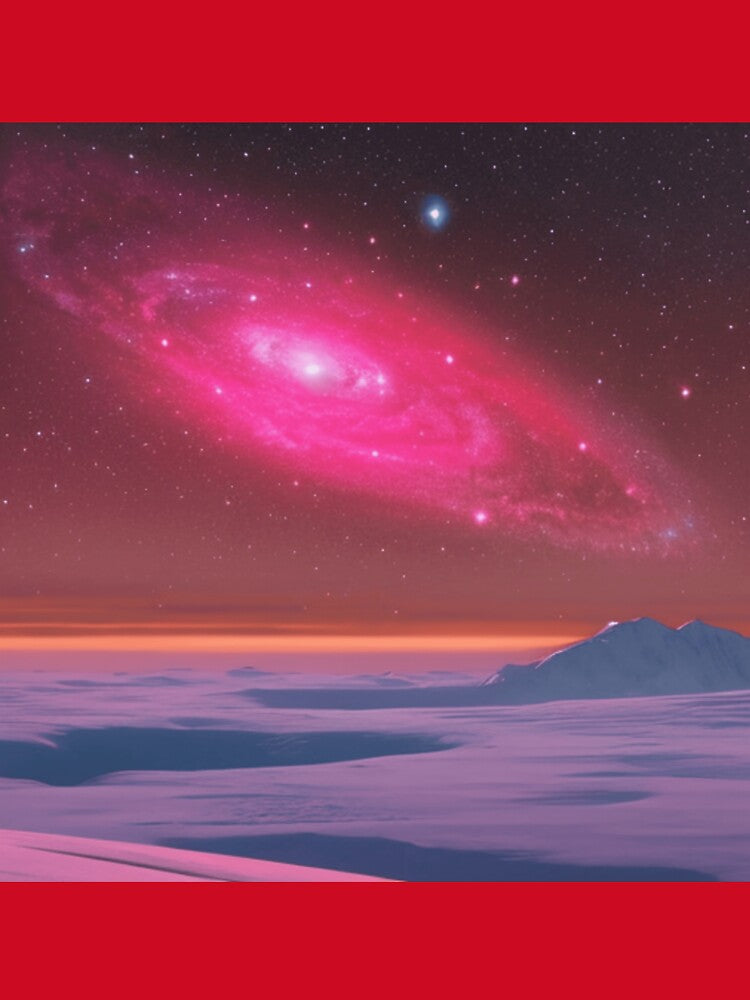 Red galaxy against an ice planet by Girly-Universe