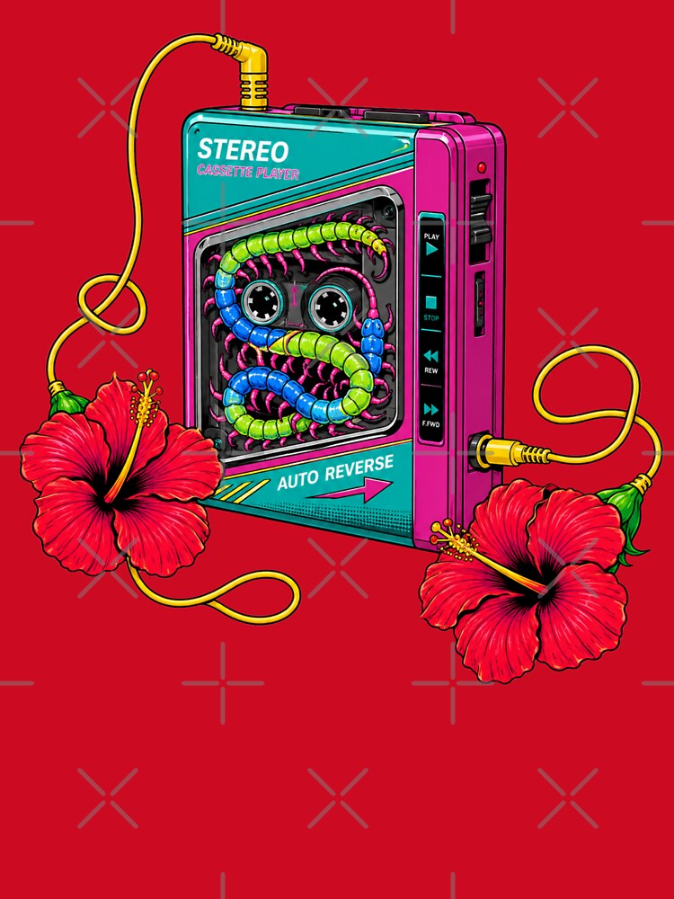 Retro Cassette Centipede Surreal Fusion Art by MarVan-Prints
