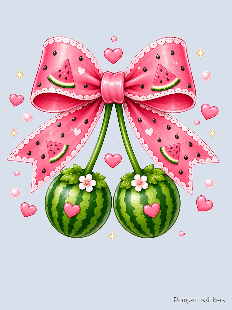 Kawaii Watermelon Bow Cute Coquette by Pampam-stickers