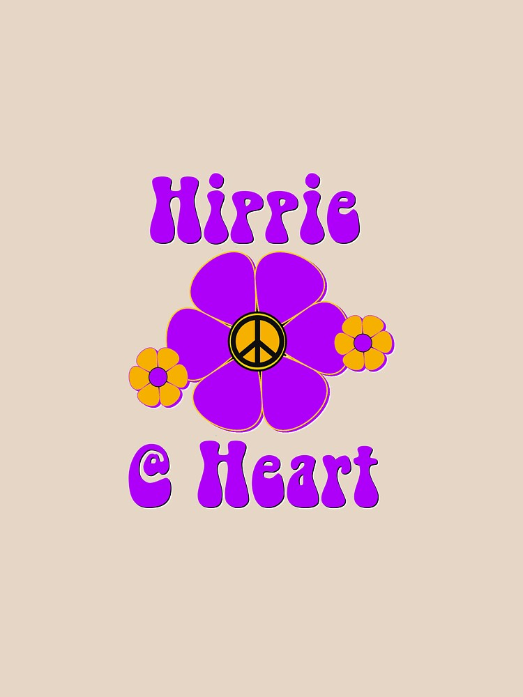 Hippie At Heart Peace Sign Flower Design Flower Power - Cool Gifts For Cool People by artandsoul38