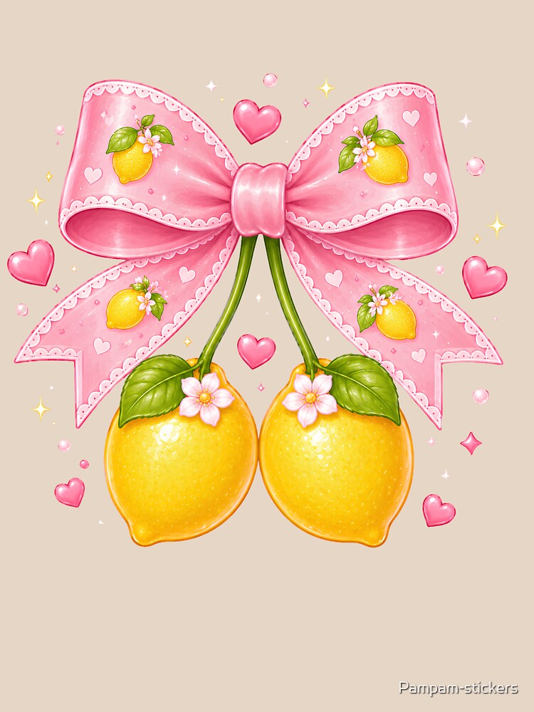 Kawaii Lemon Bow Cute Coquette by Pampam-stickers