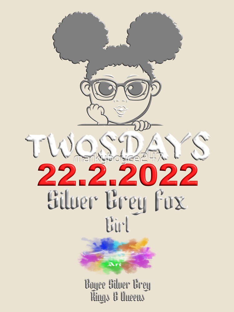 Happy Tuesday silver grey fox girl (Light logo on Dark top) one-time event by markyboyce247