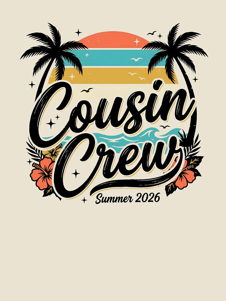 Cousin Crew Summer 2026 Retro Beach Vacation Family Matching Design by get55shirt