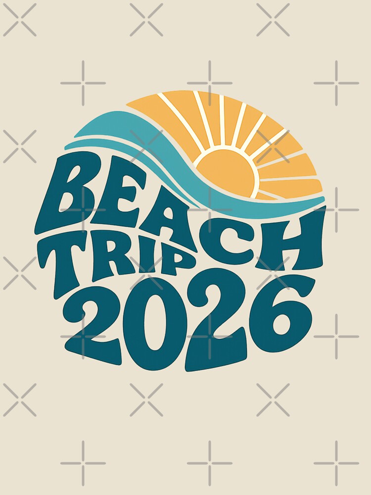 Beach Trip 2026 Minimalist Sun and Wave Retro Summer Vacation Design by StickerHavenn