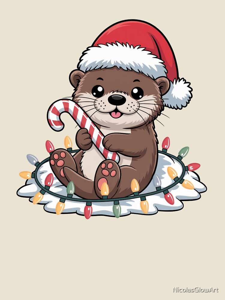Otter and Candy Cane by NicolasGlowArt