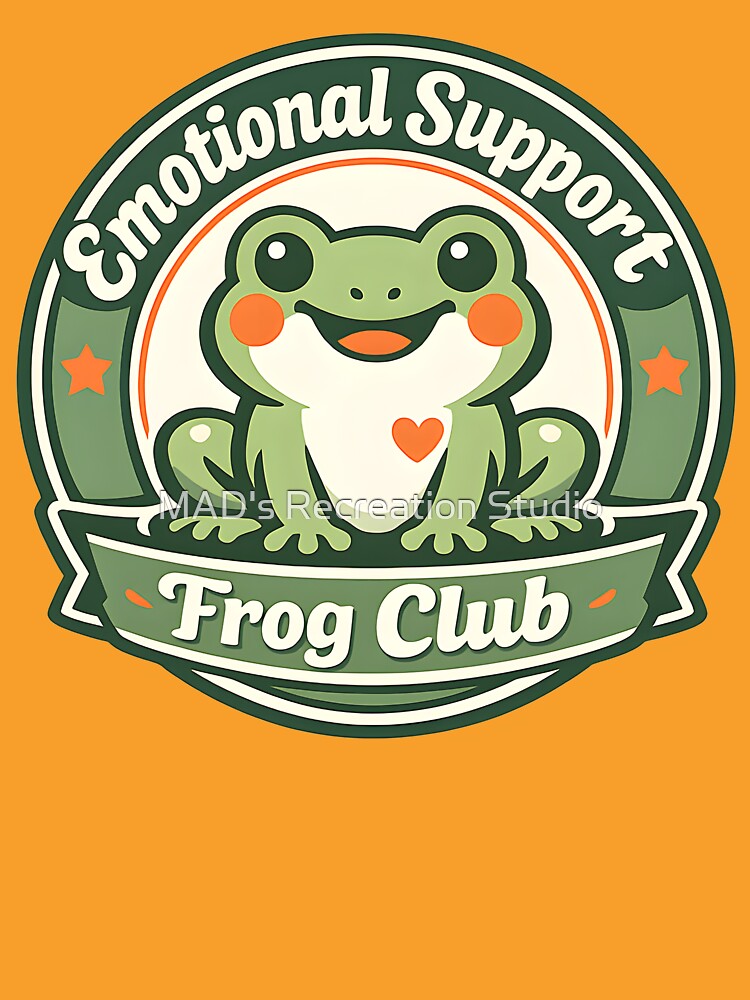 Emotional Support Frog Club  Cute Frog Mascot Vintage Badge Design  Retro Collectible Frog Sticker  Community Club Aesthetic by  MAD's Recreation Studio